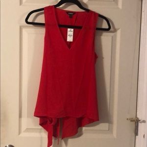 Red V-neck tie back tank